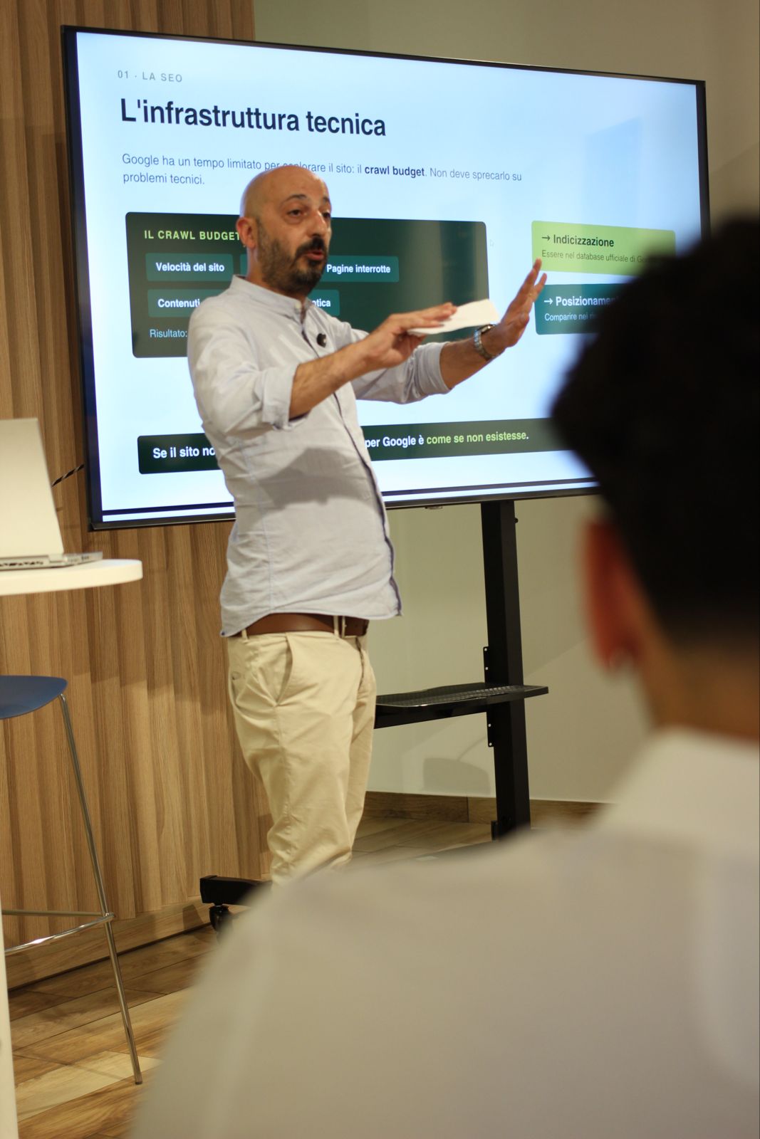 Il relatore durante il workshop